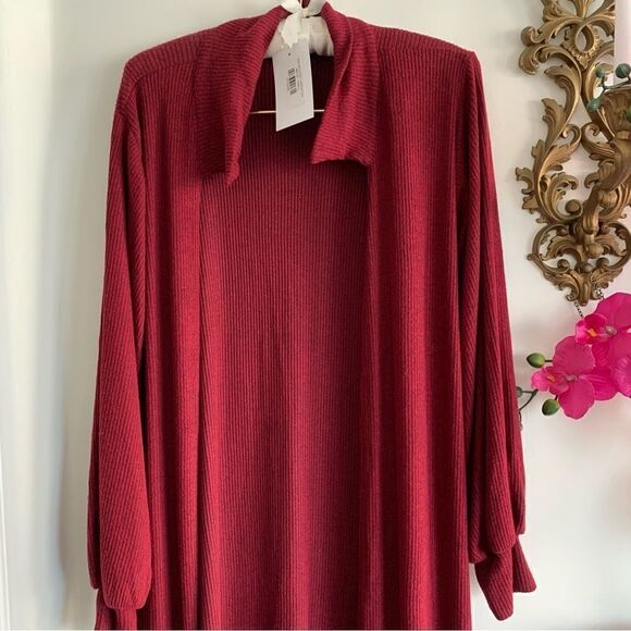 KNIT CARDIGAN BURGUNDY - Picture 5 of 8